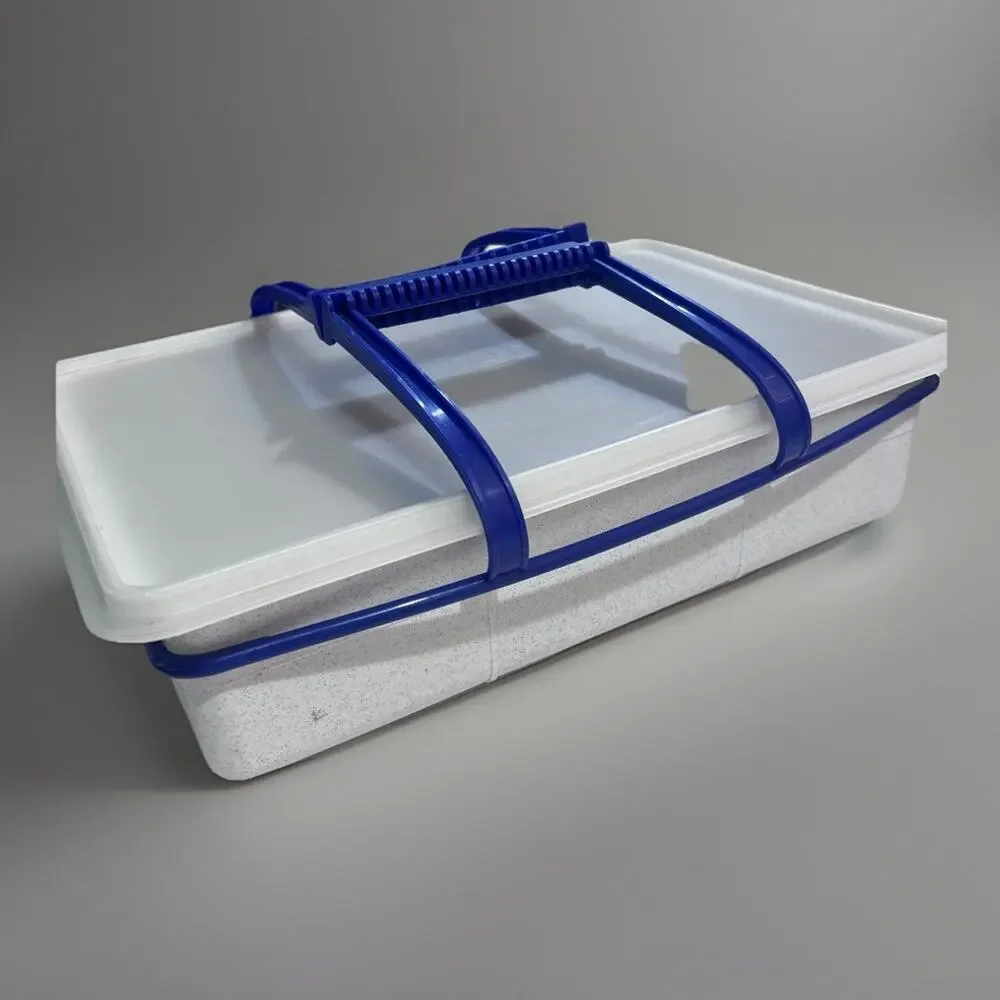 Vintage Tupperware Tuppercraft Sewing Craft Tackle Box Organizer Gray Blue